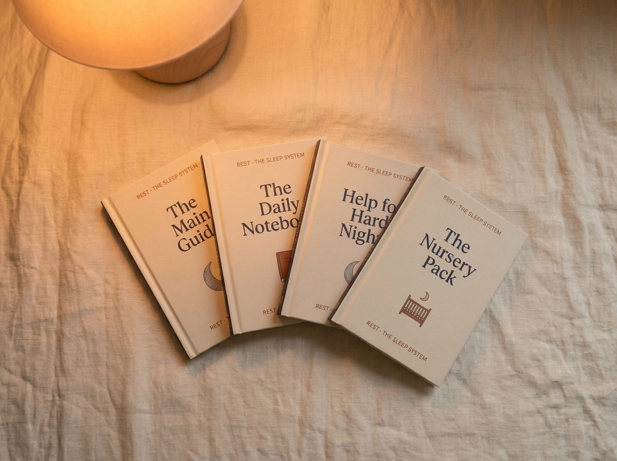 All four books of The REST Sleep System laid out together
